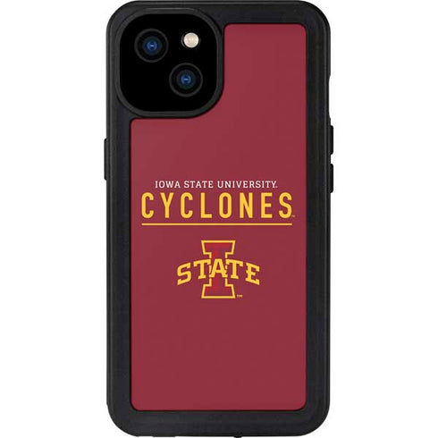 Iowa State University Athletic Text iPhone 15 Plus Waterproof Case